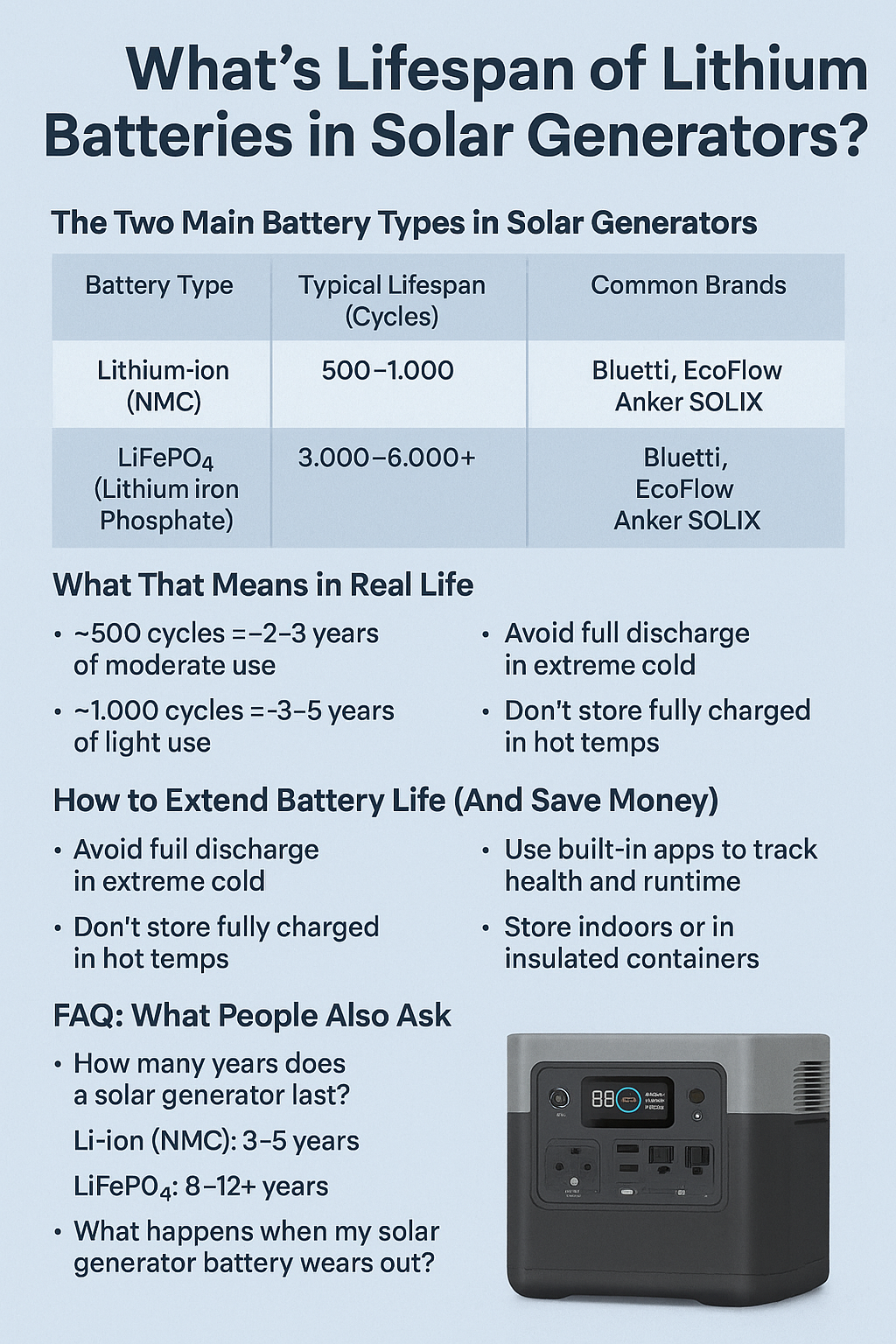 What’s the Lifespan of Lithium Batteries in Solar Generators?