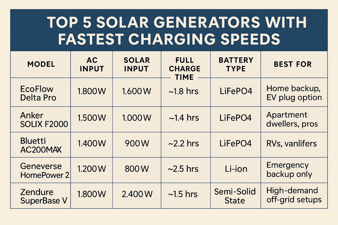 Top 5 Solar Generators with the Fastest Charging Speeds (2025)