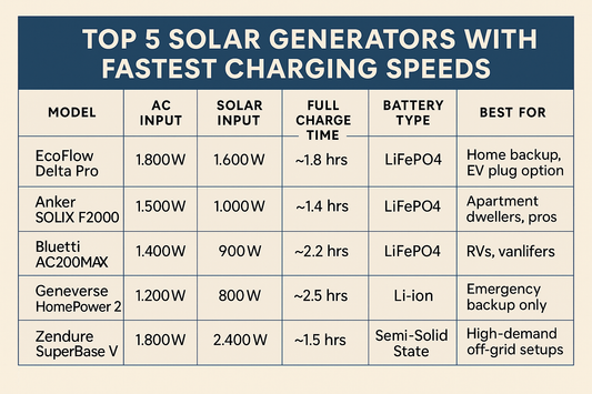 Top 5 Solar Generators with the Fastest Charging Speeds (2025)