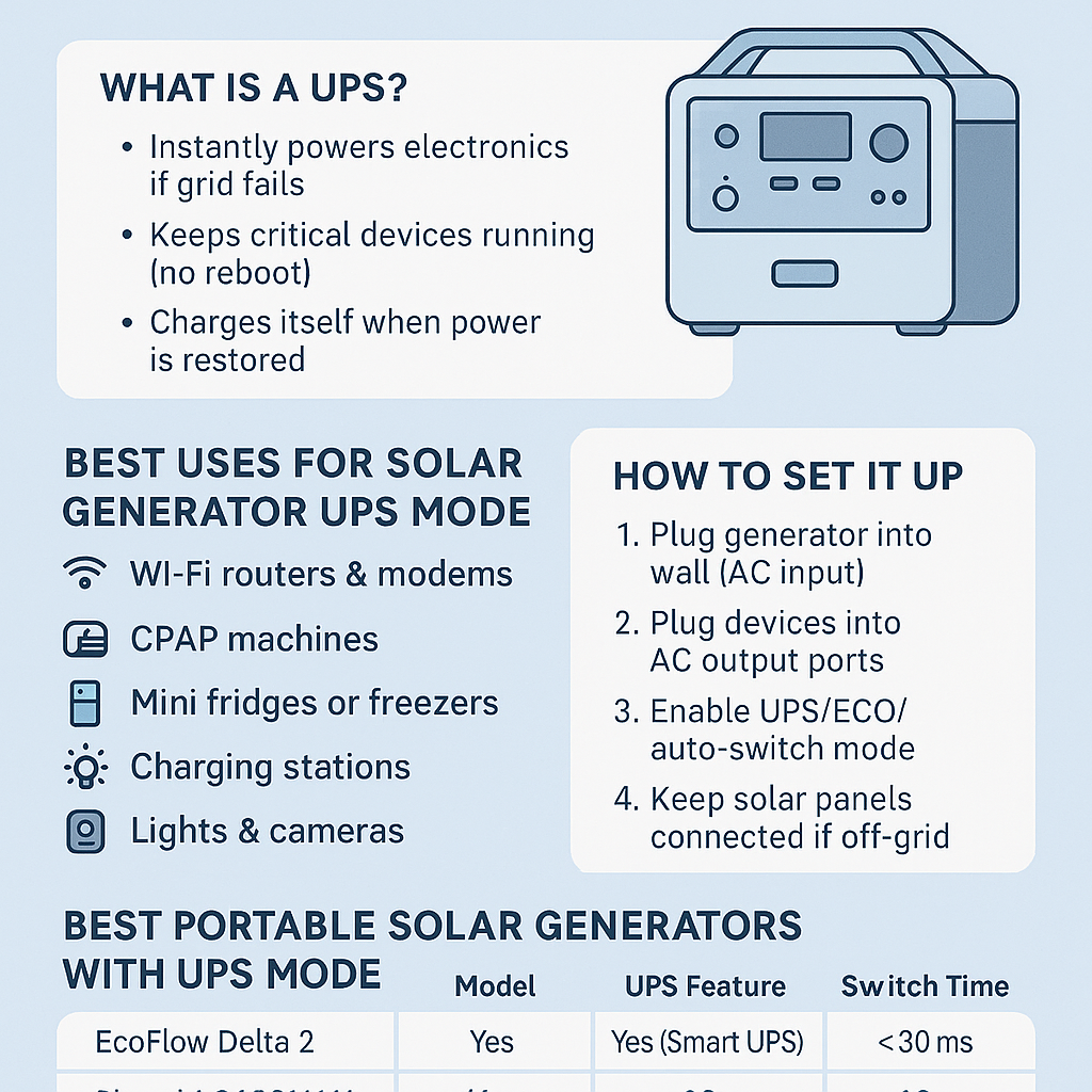 How to Use a Portable Solar Generator as an Uninterruptible Power Supply (UPS)