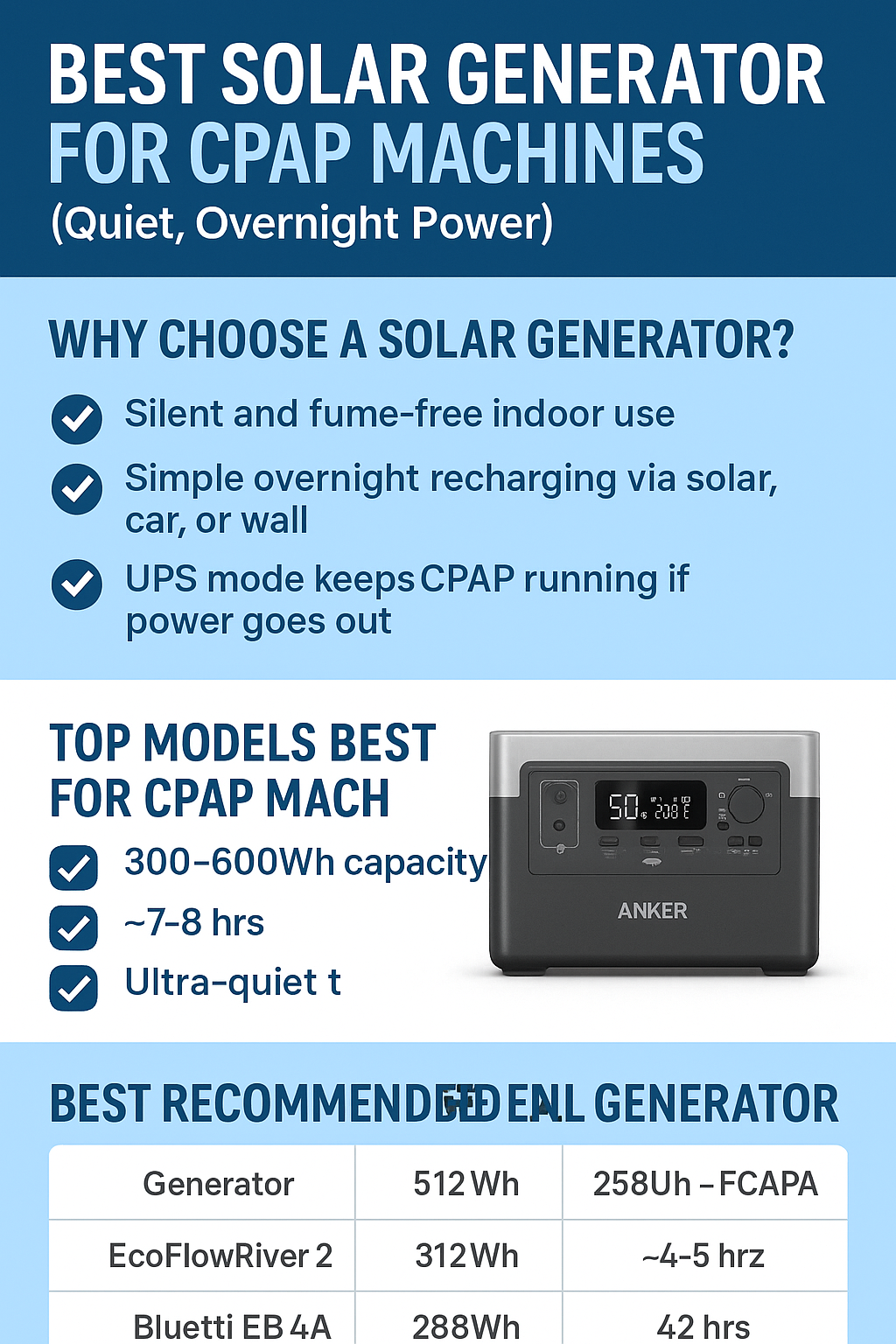 Best Solar Generator for CPAP Machines (Quiet, Overnight Power)