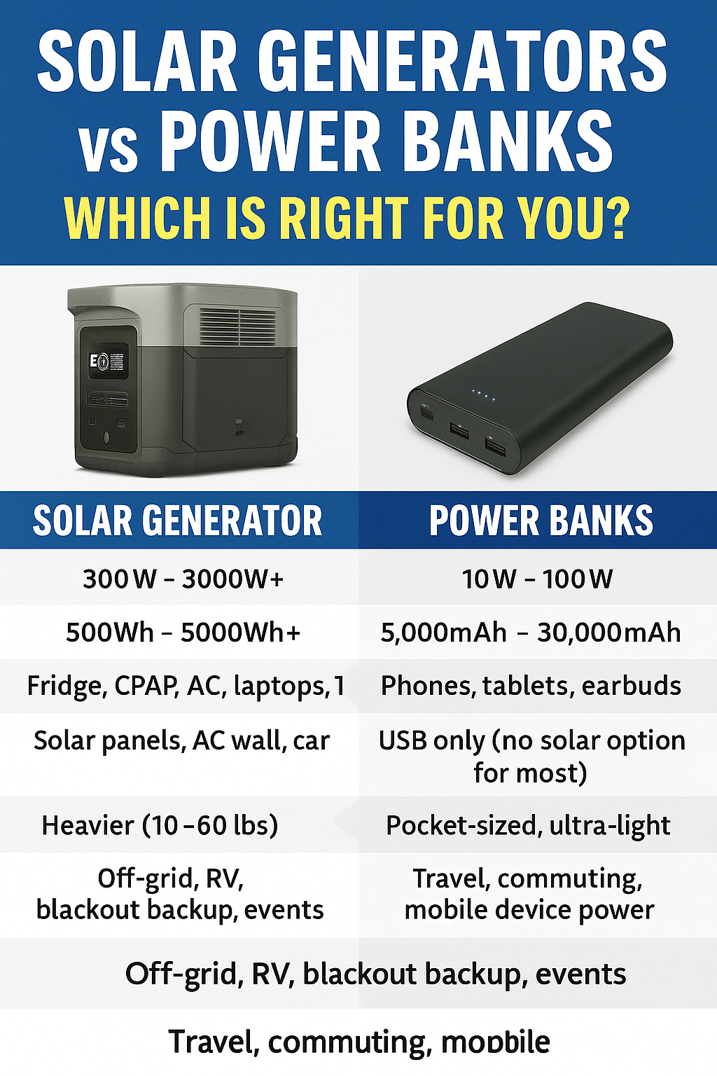 Solar Generators vs Power Banks: Which Is Right for You?