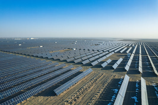 an aerial view of a large solar farm