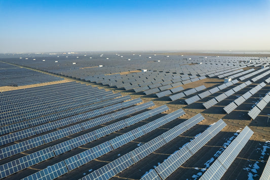 an aerial view of a large solar farm
