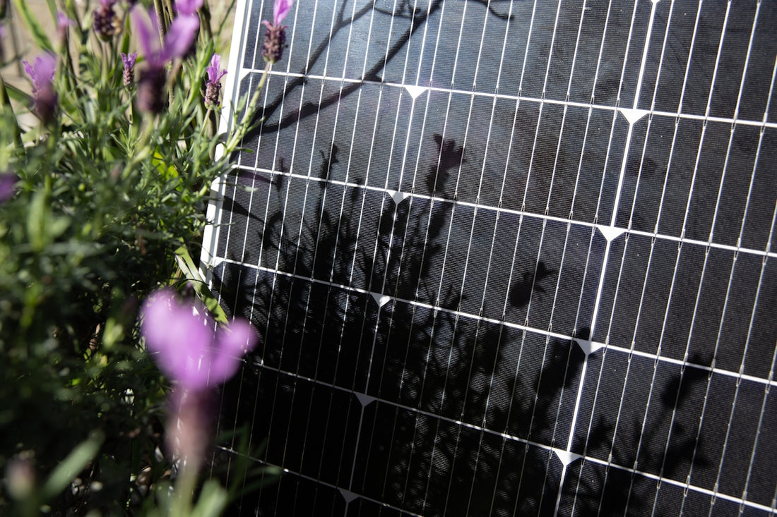 a close up of a solar panel on a building