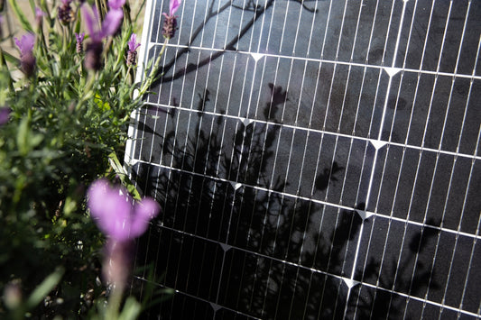 a close up of a solar panel on a building