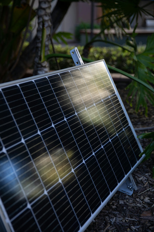 a close up of a solar panel on the ground