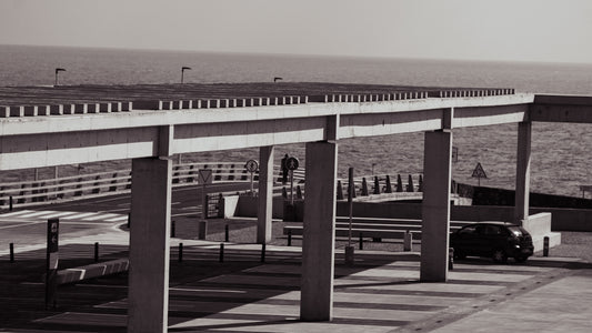 Elevated structure with a seaside view.