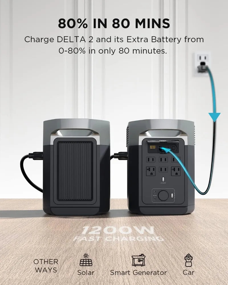 Delta 2 Smart Extra Battery, 1024Wh LiFePO4 Expansion Battery for Power Station DELTA2