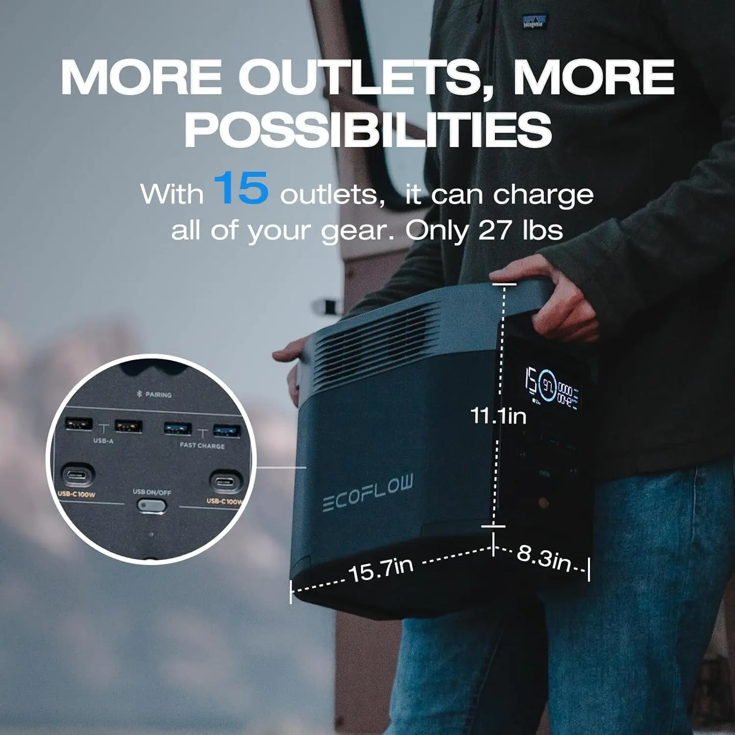 ECOFLOW Portable Power Station DELTA 2, 950Wh/1024Wh LiFePO4 (LFP) Battery, - Free Shipping